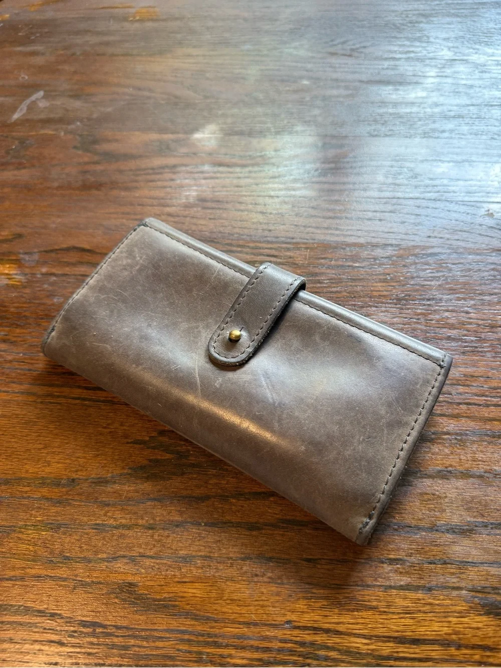 Portland Leather Brown Women's Card Holder Wallet with Snap Strap